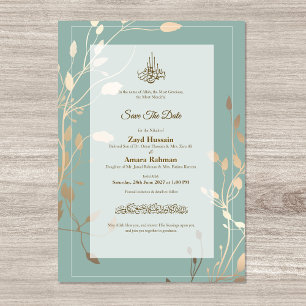 Islamic Wedding   Sage Green & Gold Save The Date