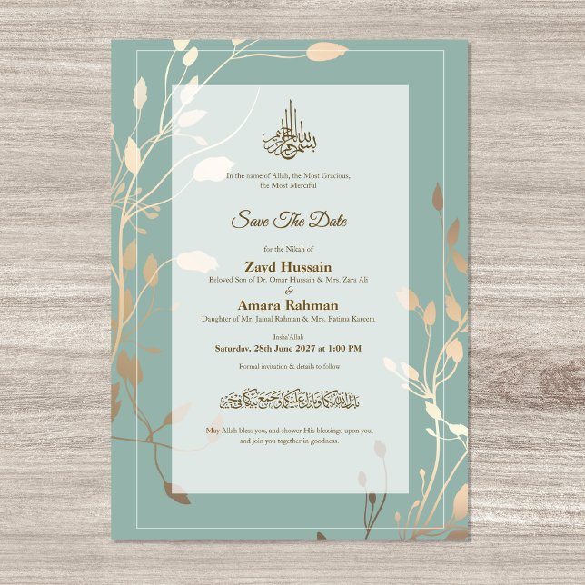 Islamic Wedding | Sage Green & Gold Save The Date (Creator Uploaded)