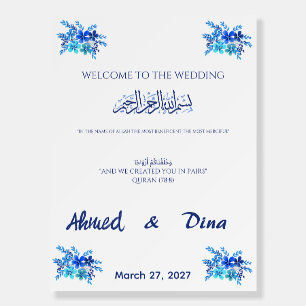 Islamic WeddingWelcome Sign Royal Blue Watercolor
