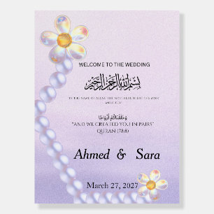 Islamic WeddingWelcomeSign Iridescent Glass Flower Foam Board