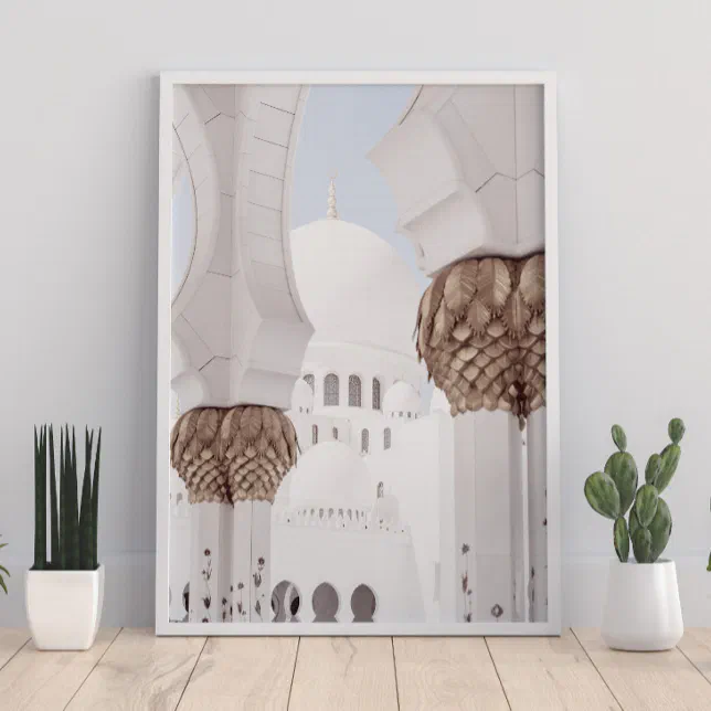 White Roses Islamic Islamic White and Rose Gold Mosque Architect Poster | Zazzle