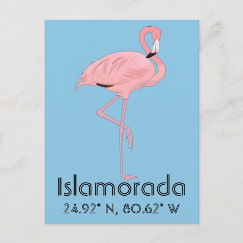 Islamorada FL Keys Flamingo Latitude Longitude Postcard