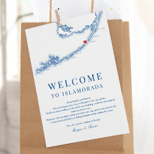 Islamorada FL Navy Blue Wedding Welcome Itinerary Thank You Card