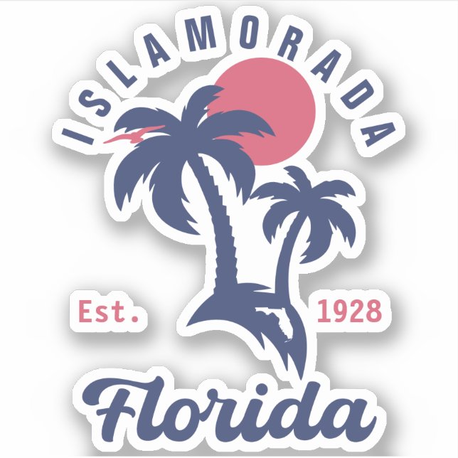 Islamorada Florida Palm Tree Beach Vintage FL 60s Sticker (Front)