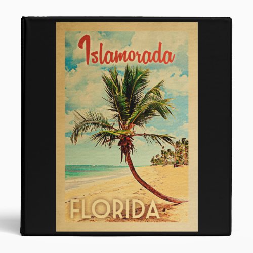 Islamorada Florida Palm Tree Beach Vintage Travel 3 Ring Binder