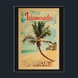Islamorada Florida Palm Tree Beach Vintage Travel Postcard<br><div class="desc">Islamorada Florida design in Vintage Travel style featuring a palm tree on the beach with ocean and sky.</div>