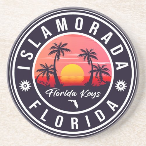 Islamorada Florida Retro Sunset Beach Souvenir 60s Coaster