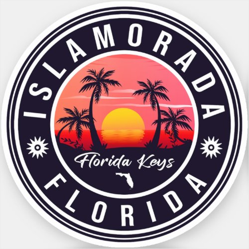 Islamorada Florida Retro Sunset Beach Souvenir 60s Sticker