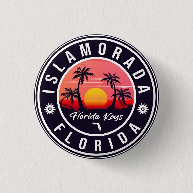 Islamorada Florida Retro Sunset Beach Souvenirs Button (Front)