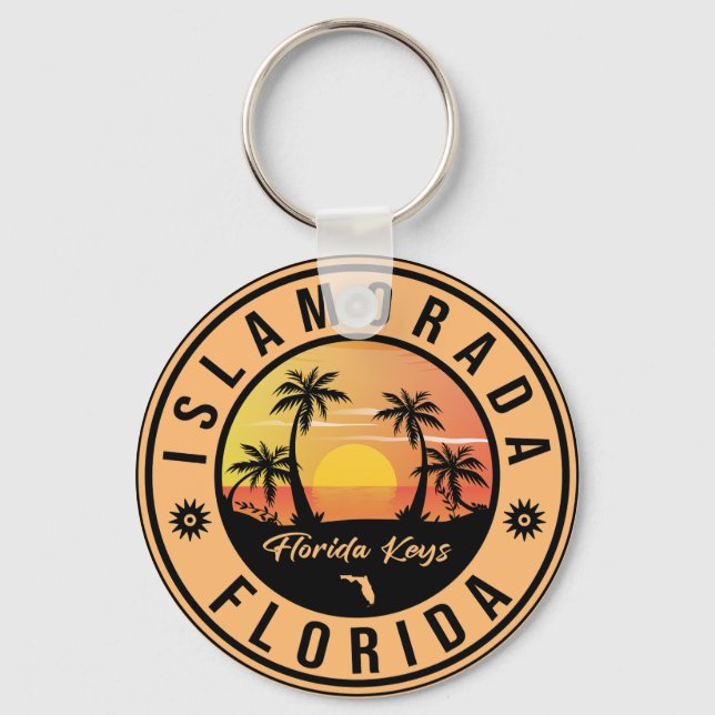 Islamorada Florida Retro Sunset Beach Souvenirs Keychain (Front)