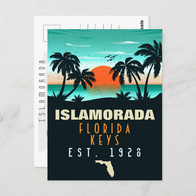 Islamorada Florida Retro Sunset Beach Souvenirs Postcard | Zazzle