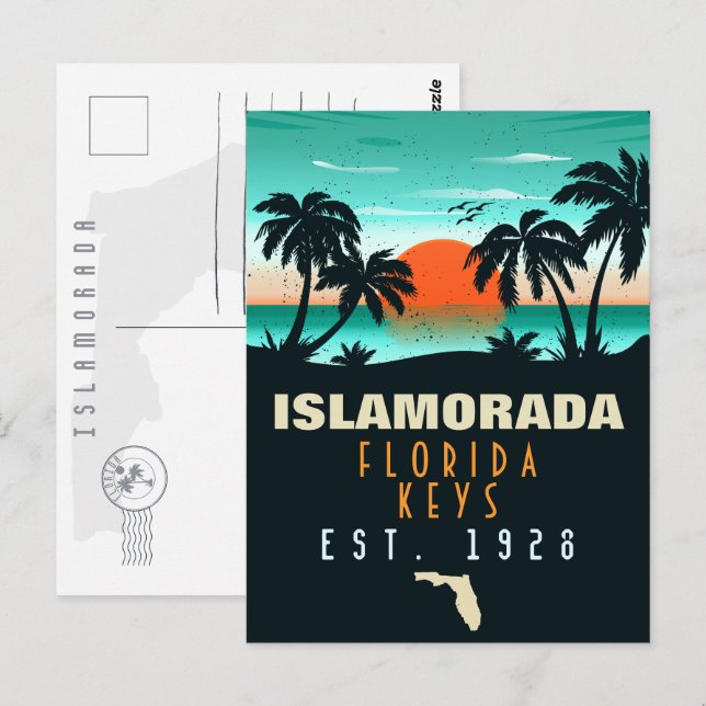 Islamorada Florida Retro Sunset Beach Souvenirs Postcard (Front/Back)