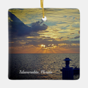 Islamoralda Florida Sitting on the Dock Sunrise Ceramic Ornament