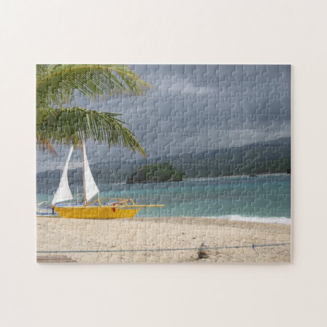 Island Beach Boat Paradise Jigsaw Puzzle (Horizontal)