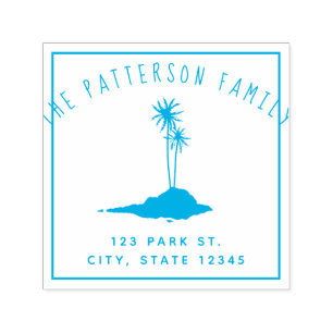 Island Beach Palm Tree Address Self-inking Stamp