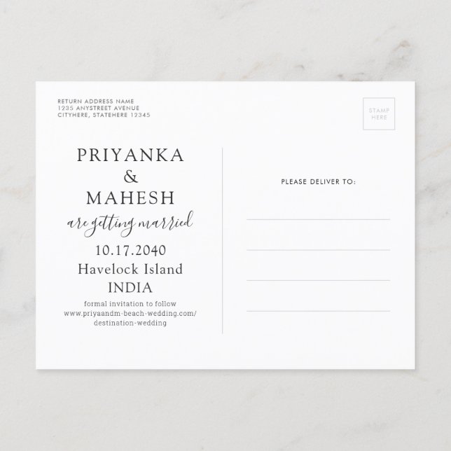 Island Beach Wedding Heart Airplane Save the Date Announcement Postcard