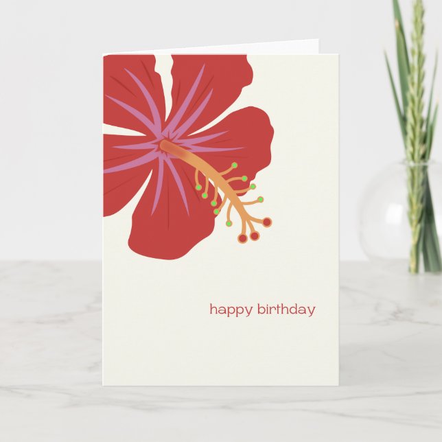 Island Birthday Card Tropical Hibiscus Flower (Front)