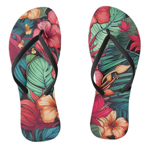 Island Bloom Bliss Tropical Floral Flip Flops