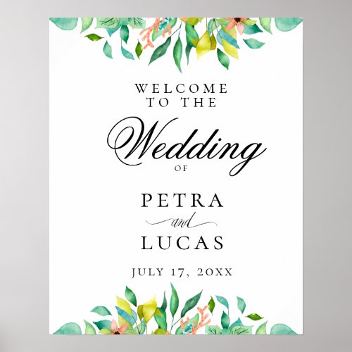 Island Botanical Floral Wedding Welcome Poster