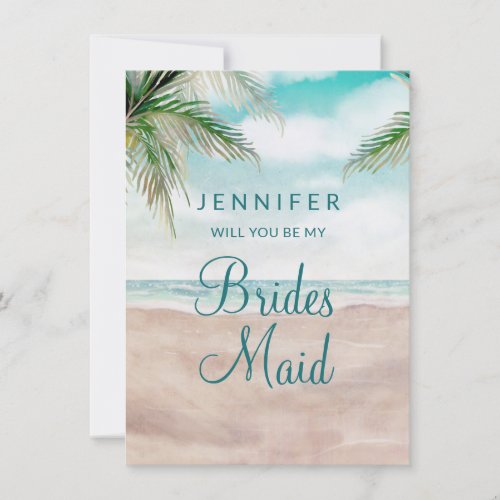 Island Breeze Beach Be My Bridesmaid Proposal Card