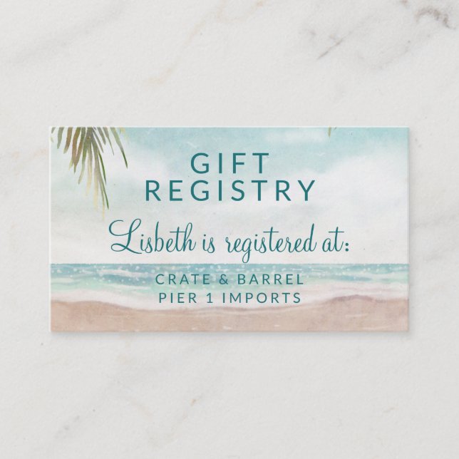 Island Breeze Beach Bridal Shower Gift Registry Enclosure Card (Front)