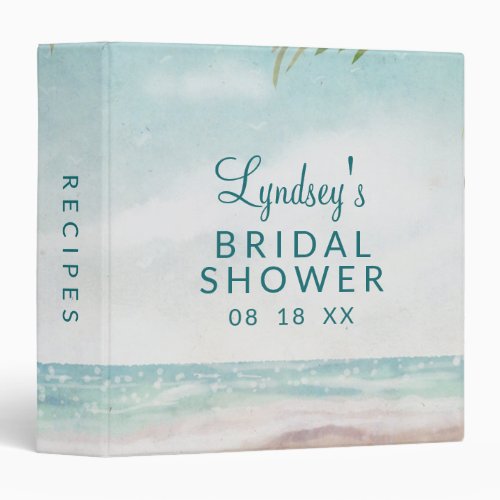 Island Breeze Beach Bridal Shower Recipe Card 3 Ring Binder