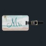 Island Breeze Beach Custom Honeymoon Travel Mr. Luggage Tag<br><div class="desc">Island Breeze Painted Beach Scene, with Ocean Waves, Sandy Beach, and Palm Trees, with a beautiful teal blue sky. With Modern Typography Script Fonts. A Summer Tropical Beach, Or destination wedding design - Personalized Groom Mr. Honeymoon Luggage Tags! ~ Check my shop to see the entire wedding suite for this...</div>