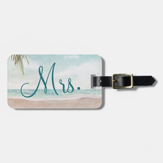 Island Breeze Beach Custom Honeymoon Travel Mrs. Luggage Tag (Front Horizontal)