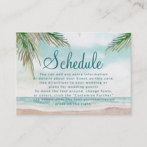 Island Breeze Beach Shore Scene Wedding Schedule Enclosure Card