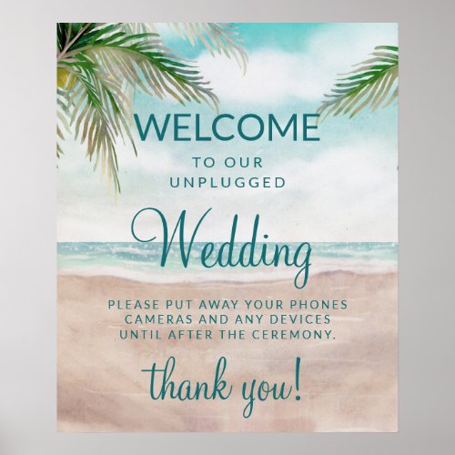 Island Breeze Beach Unplugged Wedding Table Sign