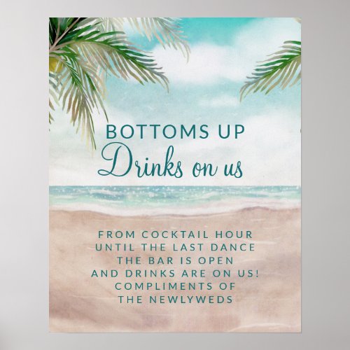 Island Breeze Beach Wedding Open Bar Table Sign