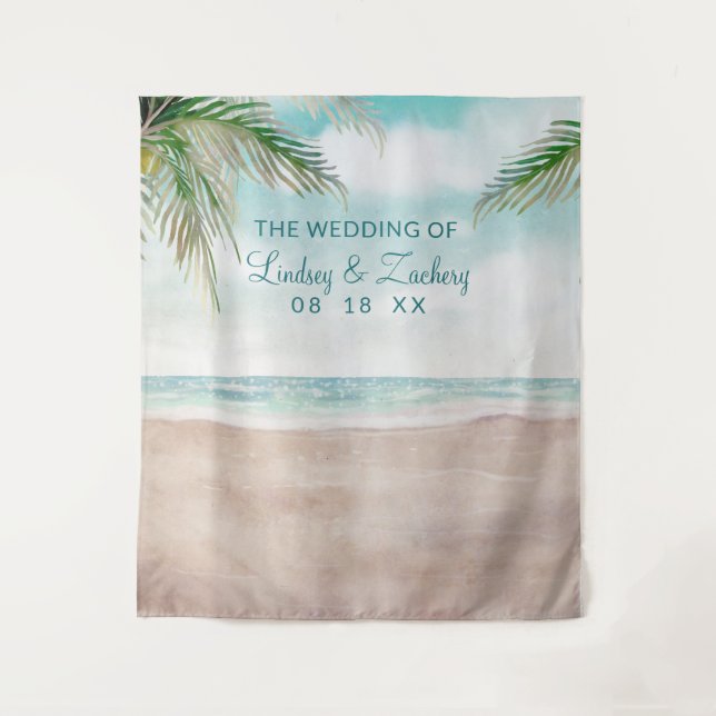 Island Breeze Beach Wedding Photo Booth Backdrop (Front)