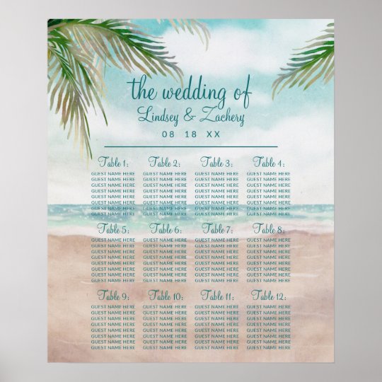 Island Breeze Beach Wedding Table Seating Chart