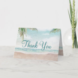 Island Breeze Painted Beach Custom Wedding Photo Letterpress Thank You Card