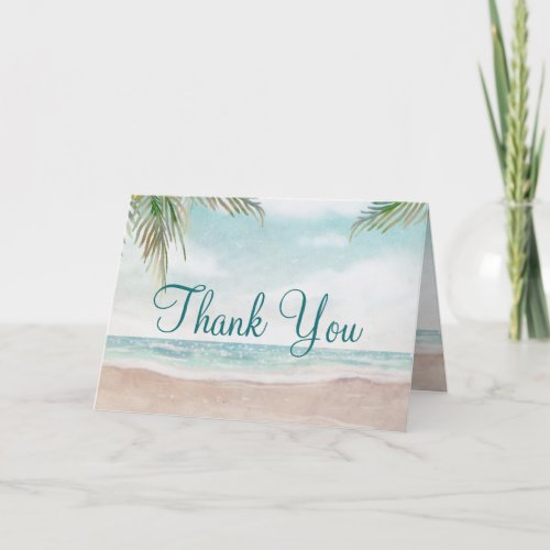 Island Breeze Painted Beach Custom Wedding Photo Thank You Card