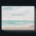 Island Breeze Painted Beach Scene Monogram Wedding Envelope<br><div class="desc">Island Breeze Painted Beach Scene, with Ocean Waves, Sandy Beach, and Palm Trees, with a beautiful teal blue sky. With Modern Typography Script Fonts. A Summer Tropical Beach, Or destination wedding design - Personalized Wedding Monogram Envelopes with Inside Design! ~ Check my shop to see the entire wedding suite for...</div>
