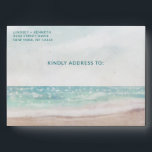 Island Breeze Painted Beach Scene Monogram Wedding Envelope<br><div class="desc">Island Breeze Painted Beach Scene, with Ocean Waves, Sandy Beach, and Palm Trees, with a beautiful teal blue sky. With Modern Typography Script Fonts. A Summer Tropical Beach, Or destination wedding design - Personalized Wedding Monogram Envelopes with Inside Design! ~ Check my shop to see the entire wedding suite for...</div>