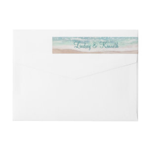 Island Breeze Painted Beach Scene Monogram Wedding Wrap Around Label