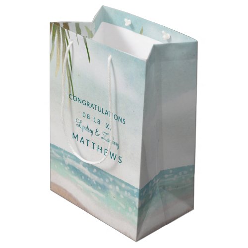 Island Breeze Painted Beach Scene Wedding Medium Gift Bag