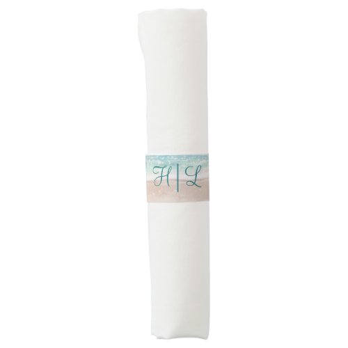 Island Breeze Painted Beach Scene Wedding Monogram Napkin Bands