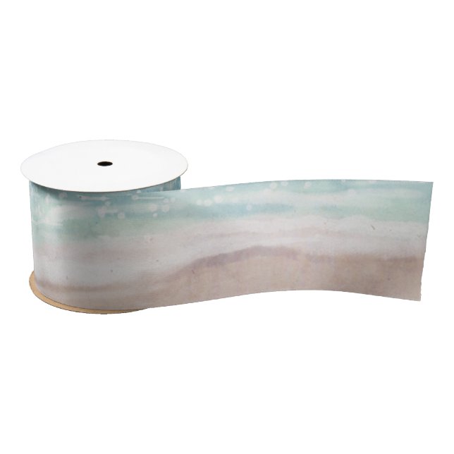 Island Breeze Painted Beach Scene Wedding Satin Ribbon (Spool)
