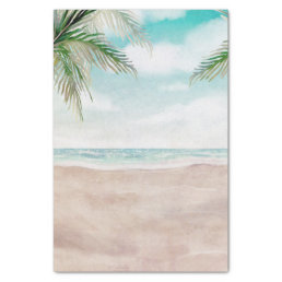 Island Breeze Painted Beach Scene Wedding Tissue Paper