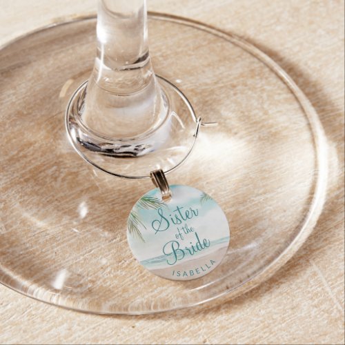 Island Breeze Painted Beach Sister Personalized Wine Charm