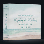 Island Breeze Painted Beach Wedding Photo Album 3 Ring Binder<br><div class="desc">Island Breeze Painted Beach Scene, with Ocean Waves, Sandy Beach, and Palm Trees, with a beautiful teal blue sky. With Modern Typography Script Fonts. A Summer Tropical Beach, Or destination wedding design - Personalized Wedding Photos Newlyweds photo album scrapbook! ~ Check my shop to see the entire wedding suite for...</div>