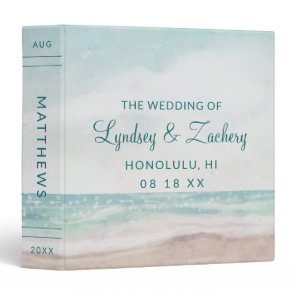 Island Breeze Painted Beach Wedding Photo Album 3 Ring Binder