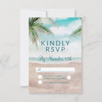 Island Breeze Painted Beach Wedding RSVP Reply