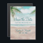 Island Breeze Painted Beach Wedding Save the Date Magnetic Invitation<br><div class="desc">Island Breeze Painted Beach Scene, with Ocean Waves, Sandy Beach, and Palm Trees, with a beautiful teal blue sky. With Modern Typography Script Fonts. A Summer Tropical Beach, Or destination wedding design - Personalized Wedding Save the Date Magnetic Invitation Card! ~ Check my shop to see the entire wedding suite...</div>