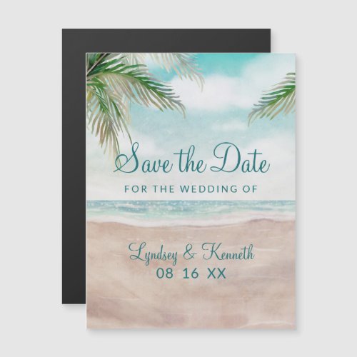 Island Breeze Painted Beach Wedding Save the Date Magnetic Invitation