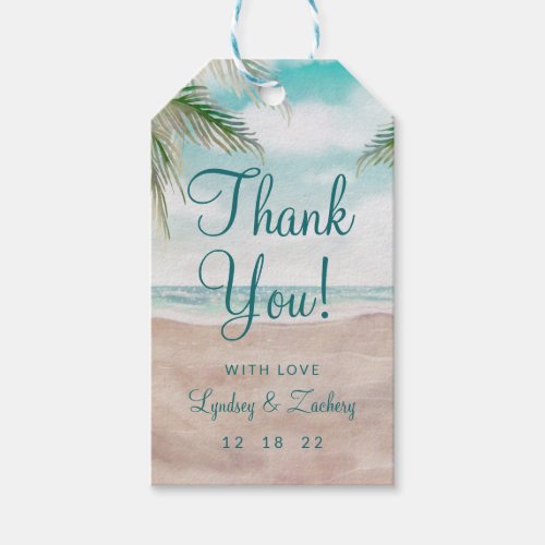 Island Breeze Painted Beach Wedding Thank You Gift Tags