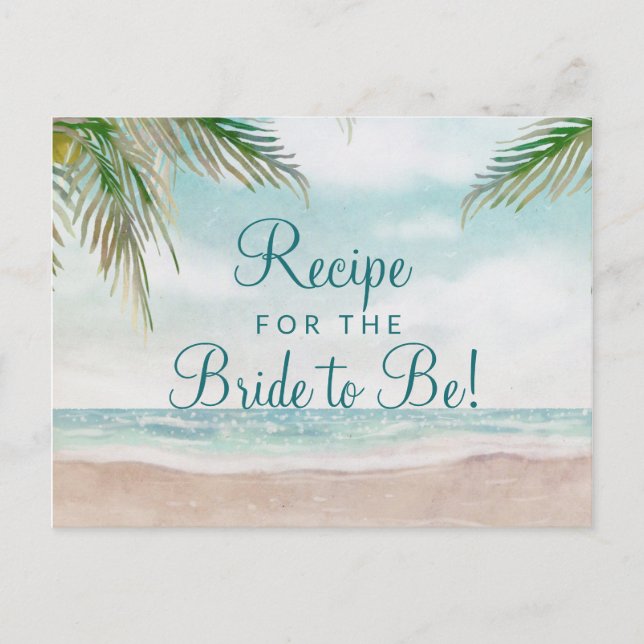 Island Breeze Sandy Beach Bride to Be Recipe Card (Front)